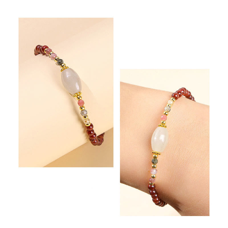 Pulsera Pasión con Cuentas de Turmalina y Jade Granate con Buddha Stones