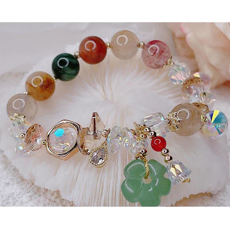 Pulsera de la suerte con cuentas de flores de aventurina verde, Buddha Stones - image 7
