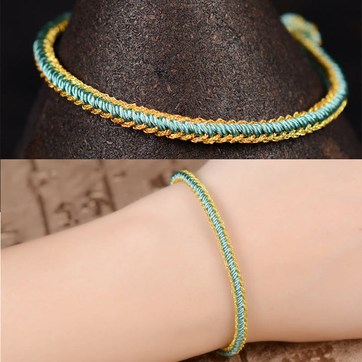 Pulsera de nudo de paz de ocho hilos hecha a mano con cuerda bicolor de Buddha Stones
