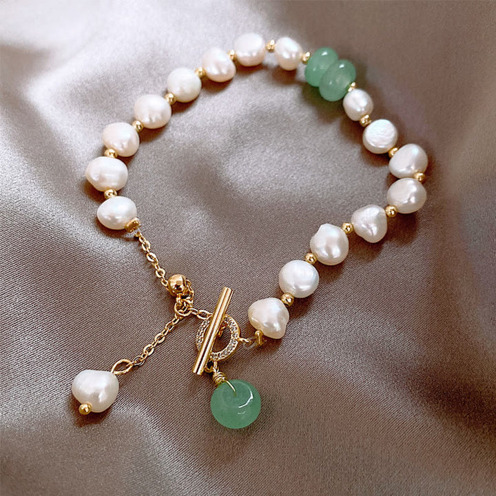 Pulsera de cadena curativa con cuentas de cuarzo fresa verde perla de Buddha Stones