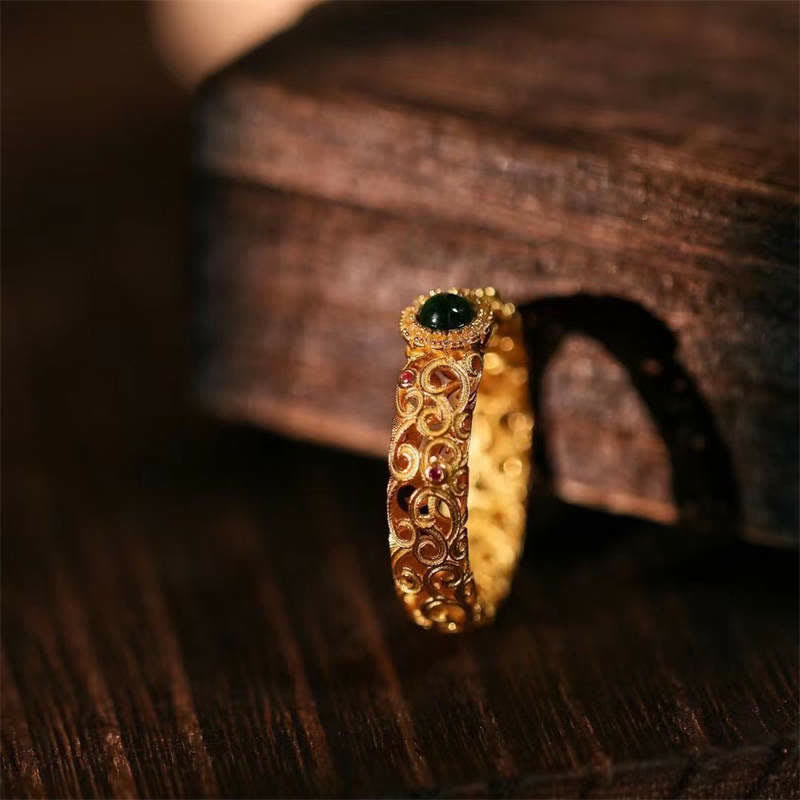 Anillo de la suerte del éxito del jade cian de plata de ley 925 con Buddha Stones - image 5