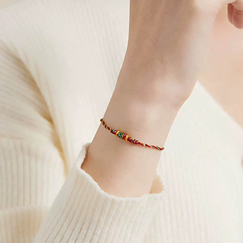 Pulsera de cuerda trenzada hecha a mano con Buddha Stones, pez Koi, prosperidad y prosperidad