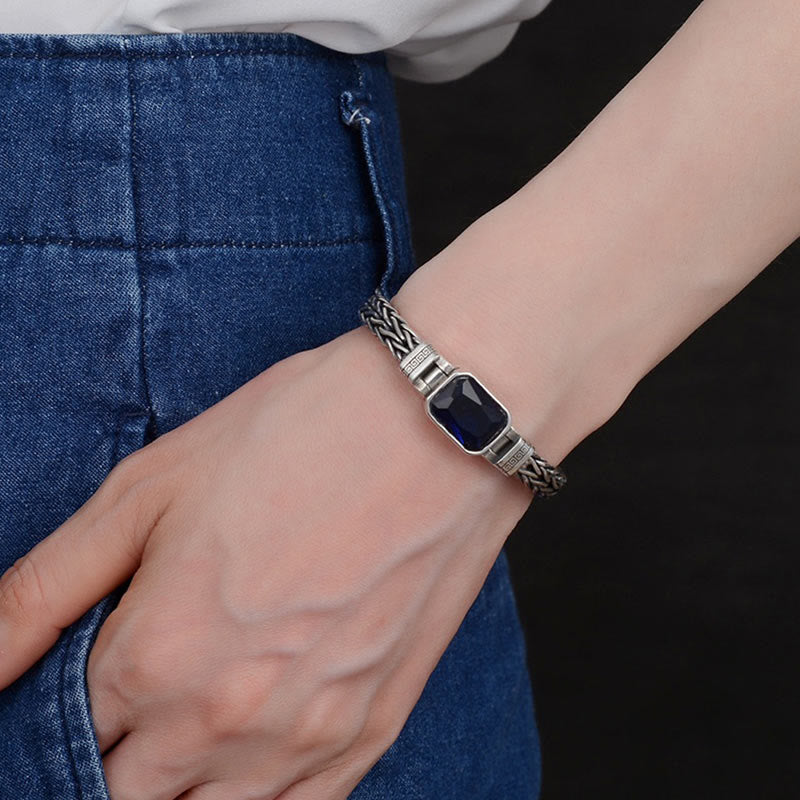 Pulsera con hebilla de riqueza curativa con diseño trenzado de quilla de dragón acrílico azul Retro con Buddha Stones