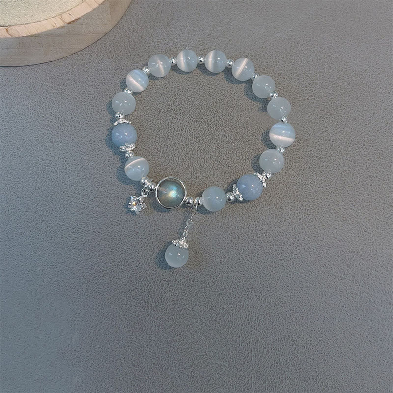 Pulsera de soporte con dije de estrella, mariposa, piedra lunar, ojo de gato, Buddha Stones