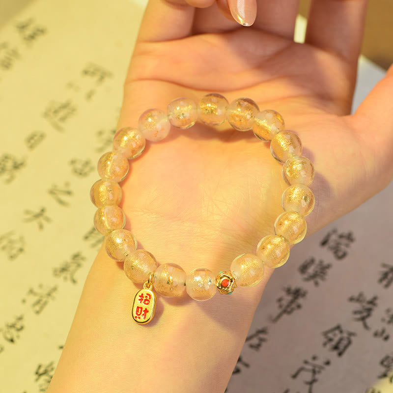 Buddha Stones, incienso tibetano, ceniza Liuli, cuentas de cristal, pulsera con dije de personaje Lucky Fortune Fu