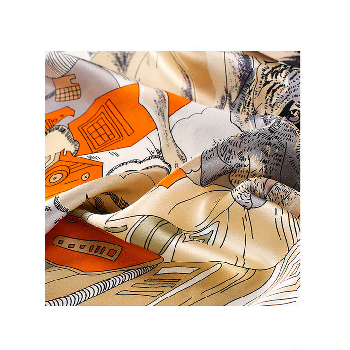 Buddha Stones Pintura al óleo Ciudad Escena de nieve Castillo Loto 100% Seda de morera Cuello Bufanda para el cabello - image 11