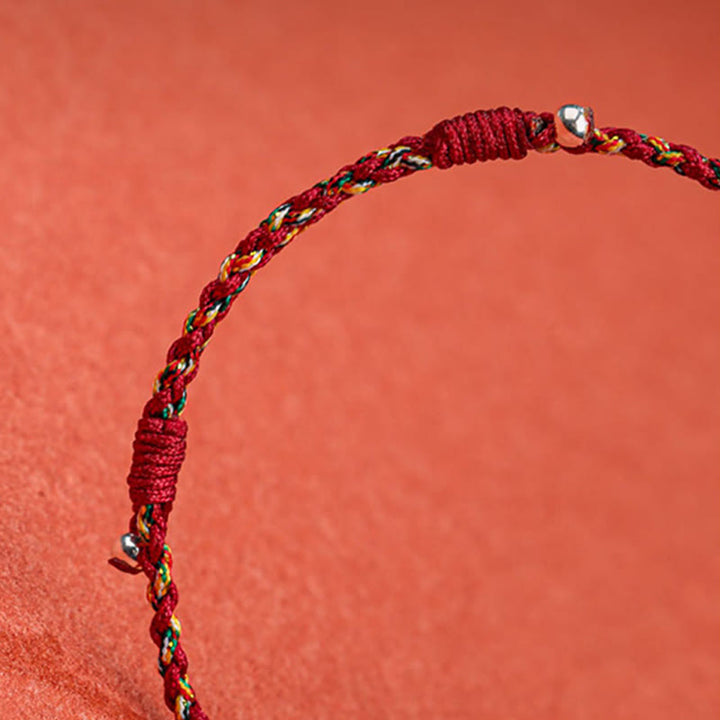 Pulsera de cuerda trenzada de protección de bambú multicolor hecha a mano con Buddha Stones Tíbet