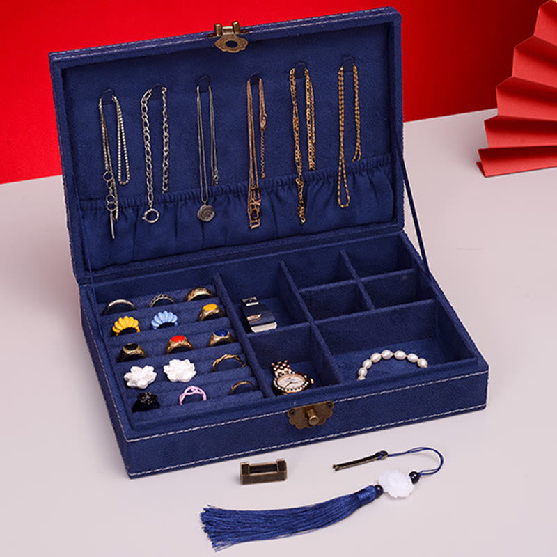 Caja organizadora de joyería de diseño Simple con Buddha Stones, caja de almacenamiento de joyería de franela de una sola capa con cerradura - image 23