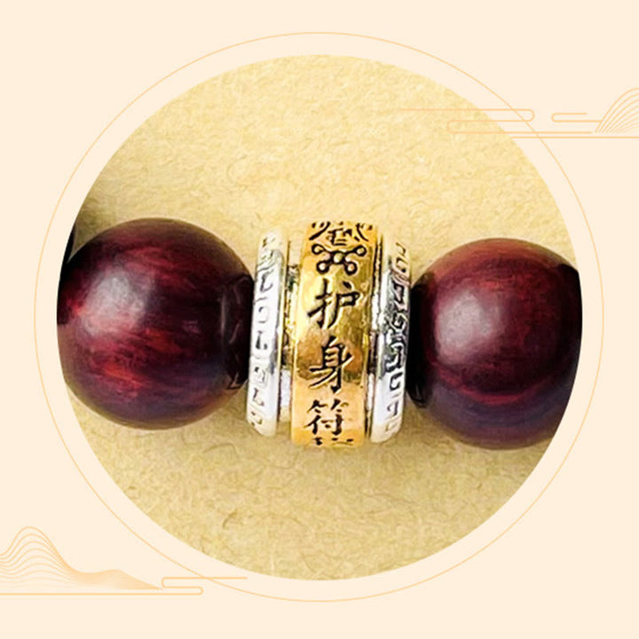 Pulsera de protección con amuleto de sándalo rojo y hoja pequeña de Buddha Stones