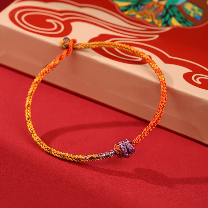 Pulsera de cuerda trenzada roja de oro púrpura colorida hecha a mano con Buddha Stones