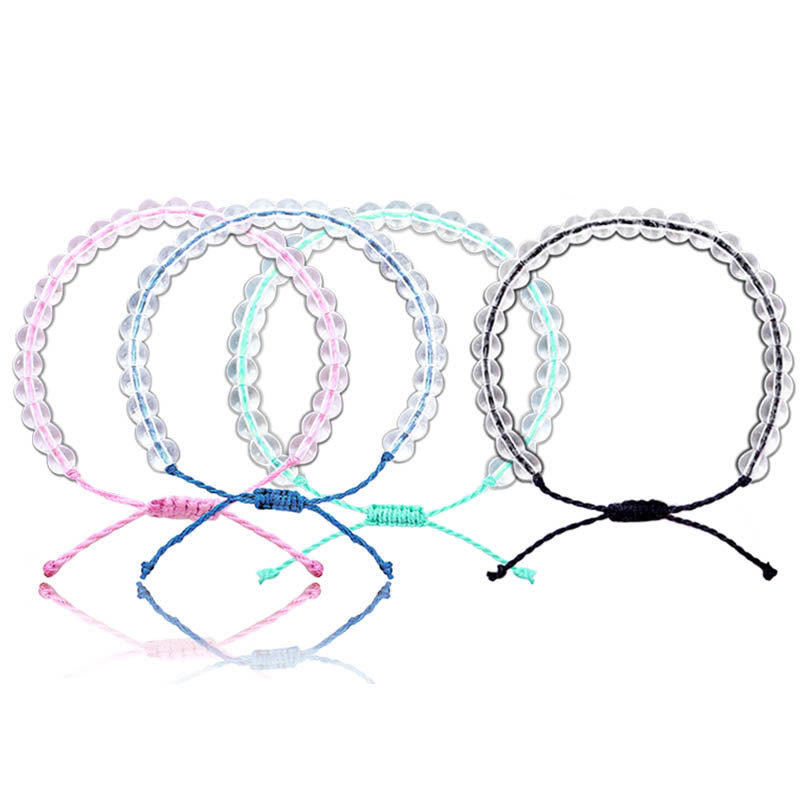Pulsera ajustable de hilo trenzado con cuentas de vidrio hechas a mano