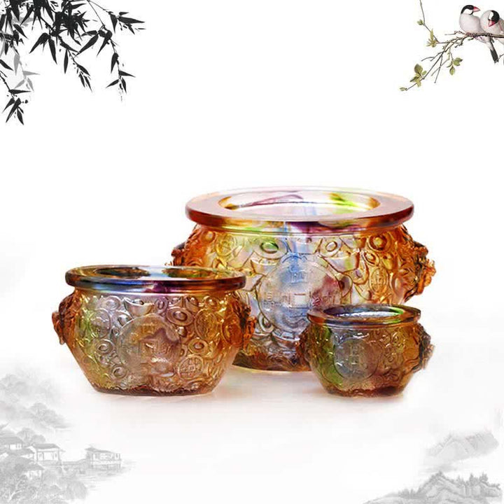 Pieza de arte hecha a mano de Liuli Crystal Treasure Bowl para decoración del hogar