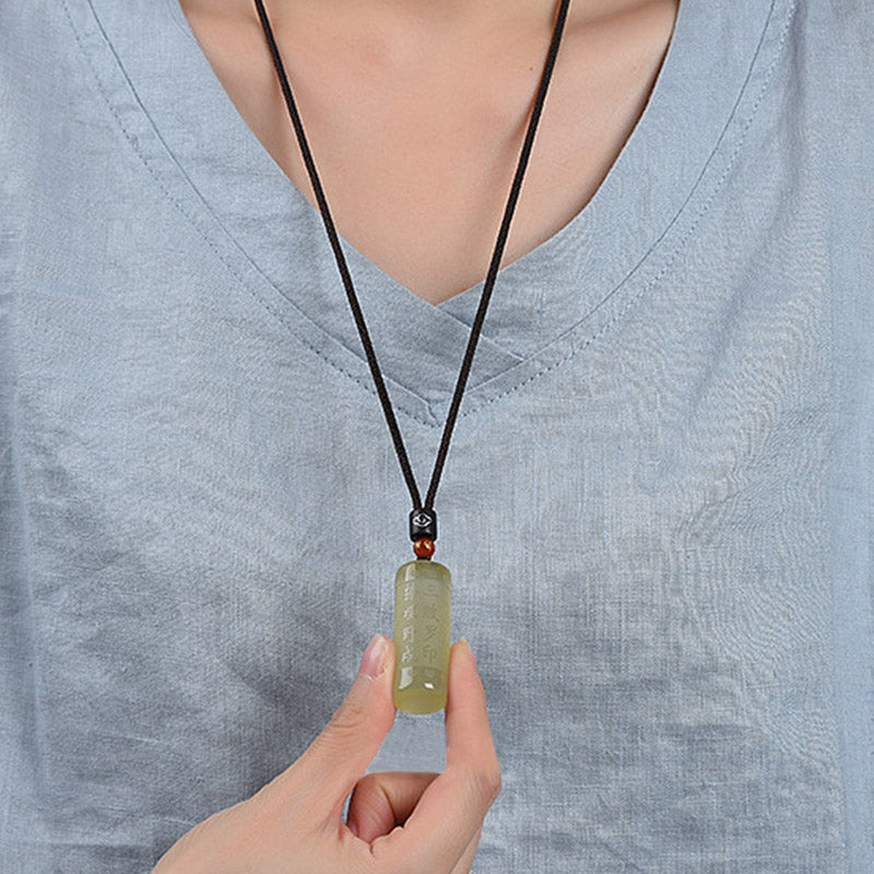 Colgante de collar de fuerza de felicidad de citrino de Sutra del corazón