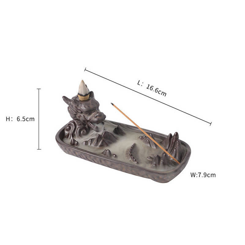 Quemador de incienso de cerámica con diseño de montaña de dragón, Buddha Stones , decoración