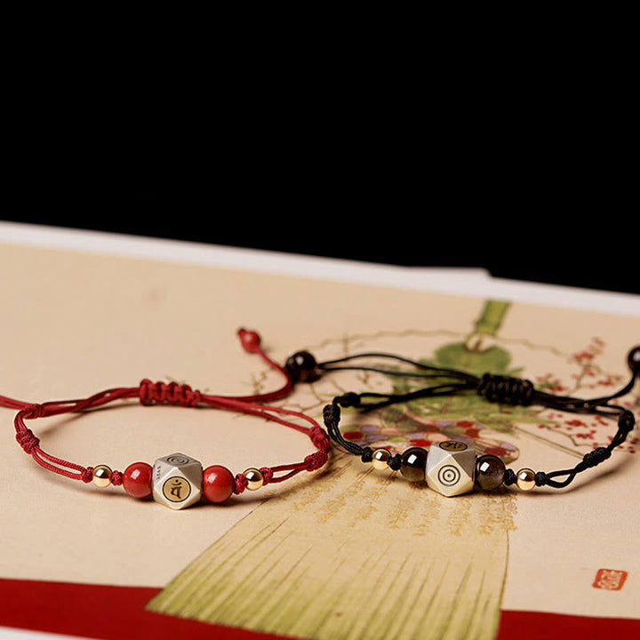 Pulsera trenzada de plata de ley 925 hecha a mano con Buddha Stones , zodíaco chino, Buda natal, cinabrio