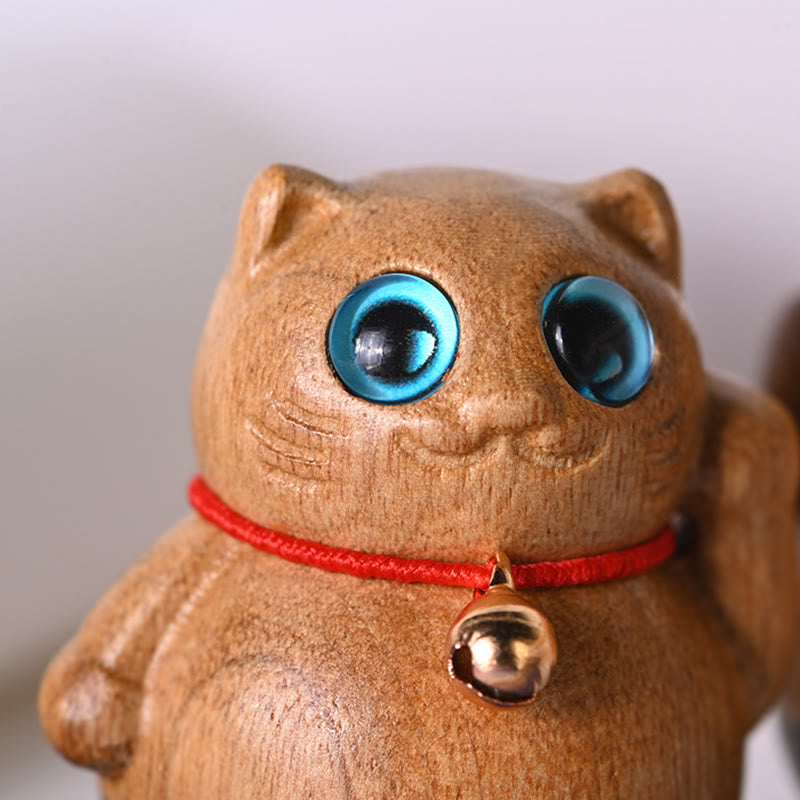 Buddha Stones Mini gato de la suerte gatito Phoebe Zhennan decoración de bendición de madera - image 6