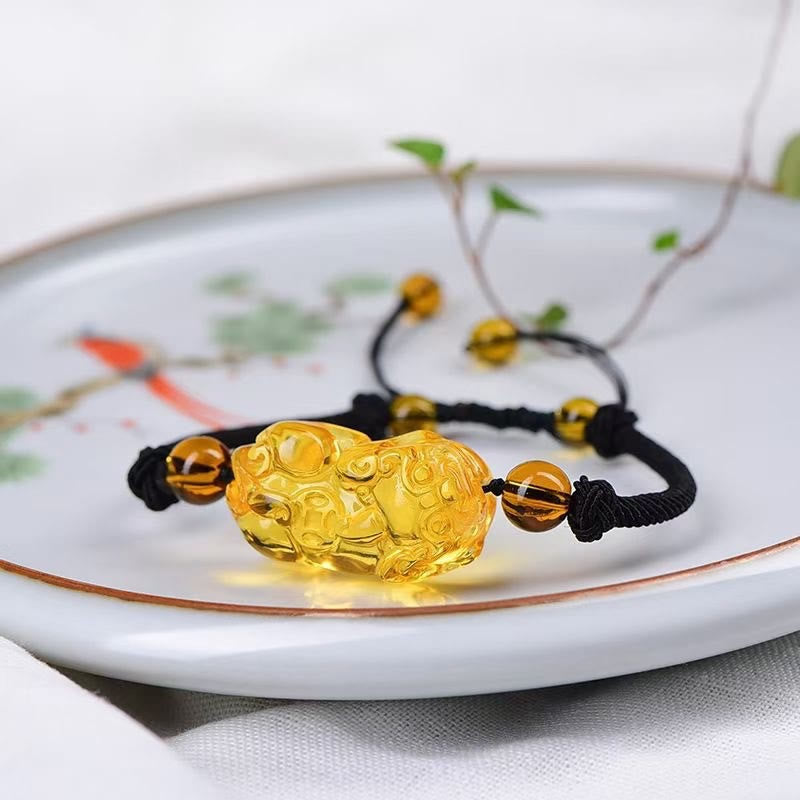 Pulsera de riqueza de monedas de obsidiana natural, amatista, citrino, PiXiu Cooper, Buddha Stones