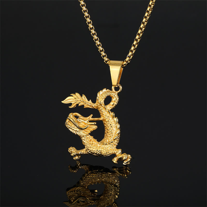 Colgante de collar de suerte con diseño de dragón danzante de Buddha Stones - Dragón (Protección♥Éxito) - image 1