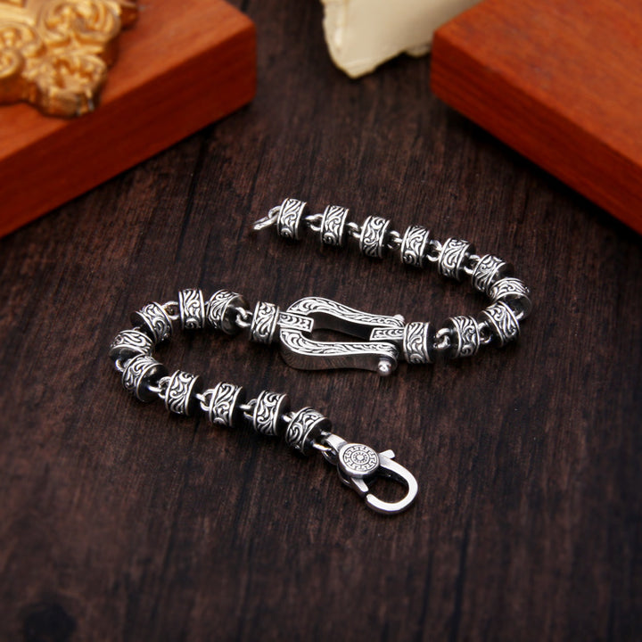 Pulsera con hebilla de la suerte de cobre con diseño de flores de la dinastía Tang de Buddha Stones