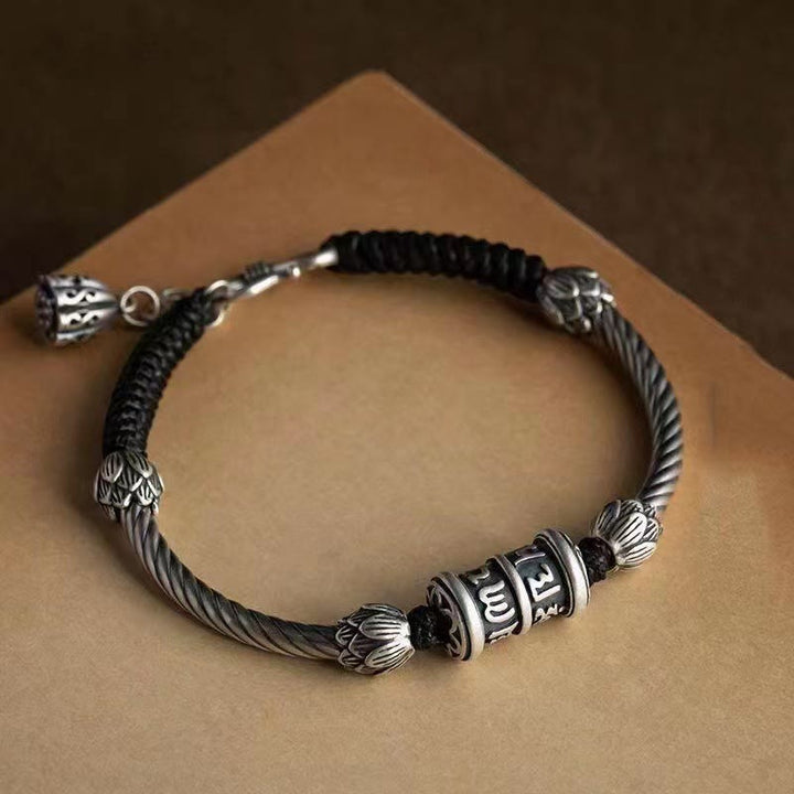 Pulsera trenzada de Buddha Stones Om Mani Padme Hum Lotus Peace