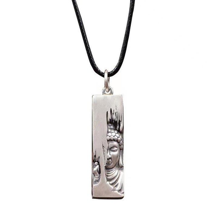 Collar con colgante de estilo vintage de la suerte con amuleto de protección y fuerza de Buddha Stones de Buda - Buda + cuerda de cuero de 60 cm - image 0