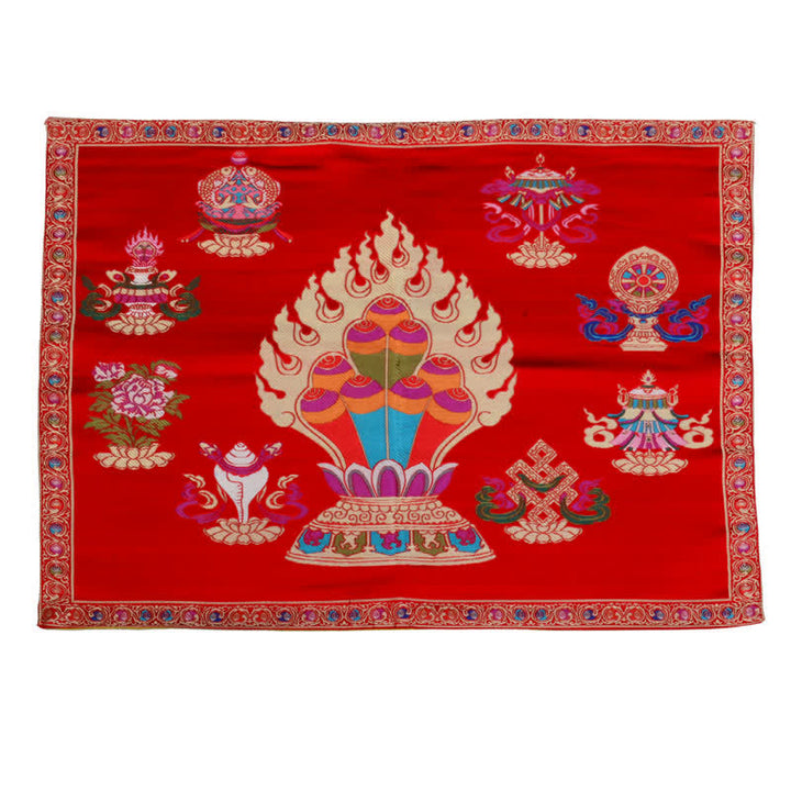 Tapete para altar de oración, meditación curativa, tapete con 8 símbolos auspiciosos
