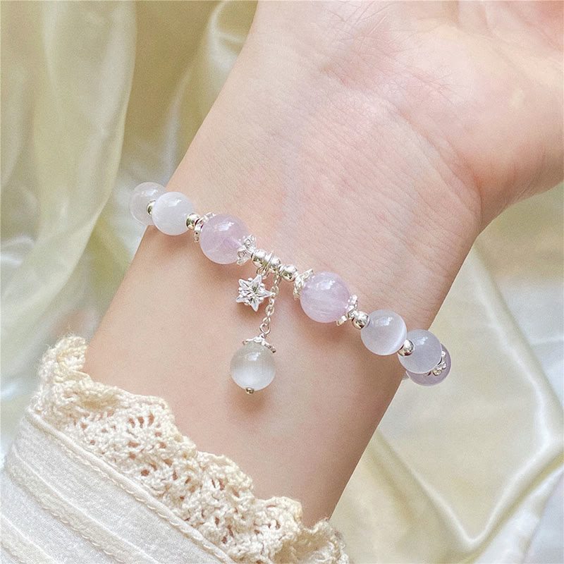 Pulsera de estrella de conciencia espiritual de ojo de gato de amatista natural de plata de ley 925 con Buddha Stones