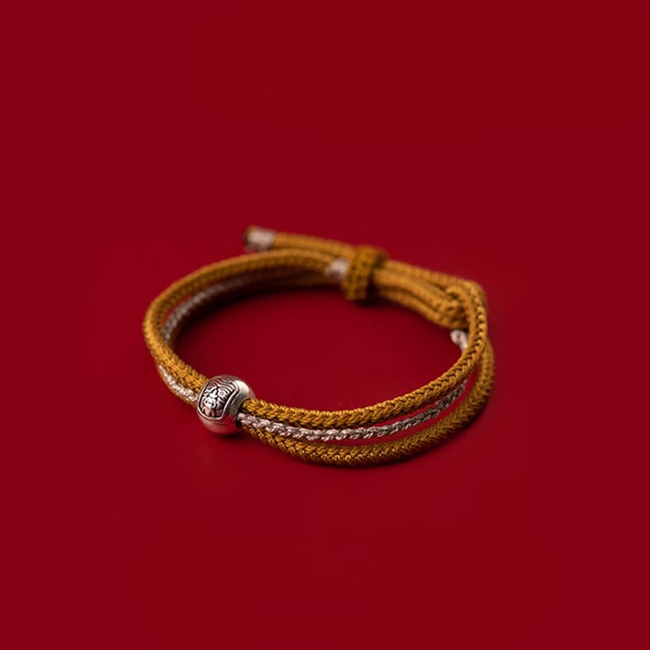 Pulsera de cuerda de la suerte de la diosa de la riqueza Zakiram tibetana de plata de ley 925 con Buddha Stones