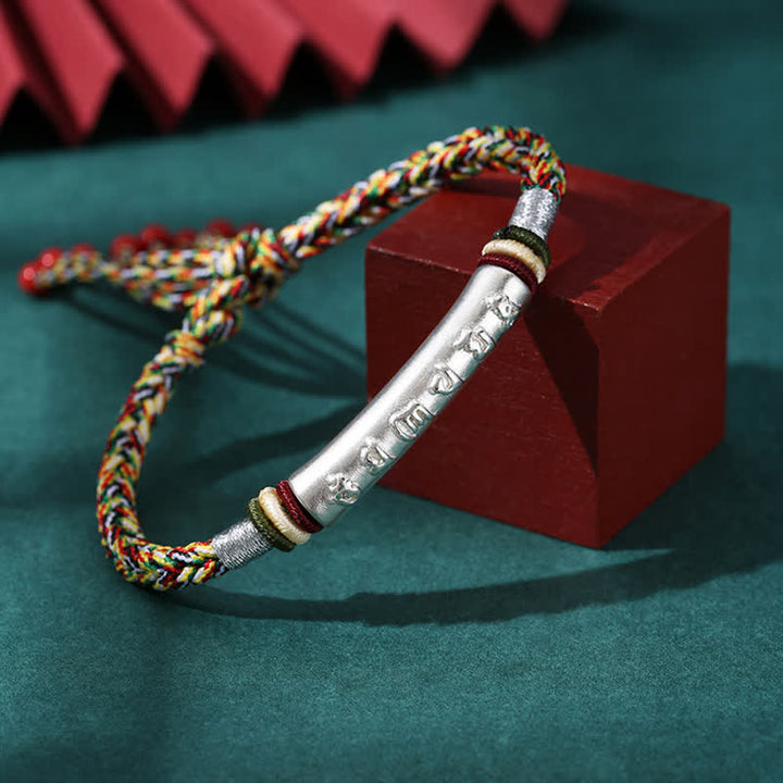 Pulsera de hilo de protección Om Mani Padme Hum de plata de ley 999 con Buddha Stones - Plata de ley 999 - Colorido (tamaño de la pulsera 16+4,5 cm) - image 10