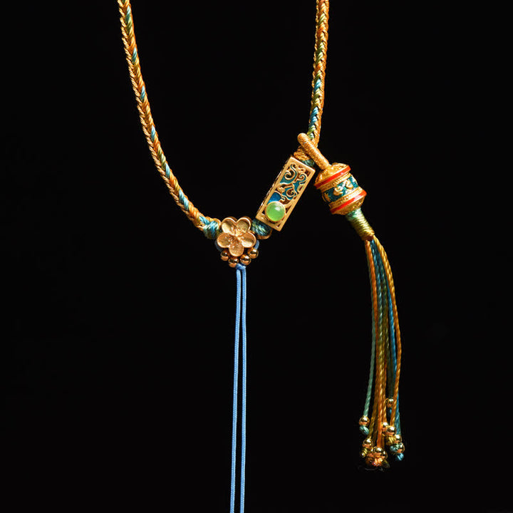Colgante de collar de riqueza de cobre con cadena colorida de Buddha Stones