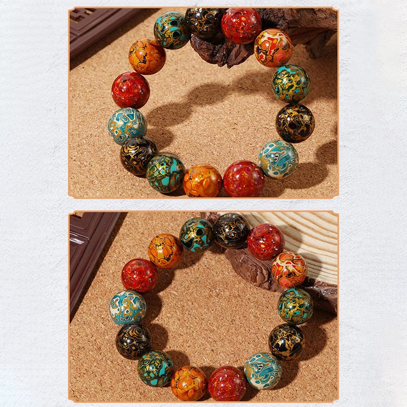 Pulsera Calm con cuentas de laca multicolor natural y piedras de Buddha Stones