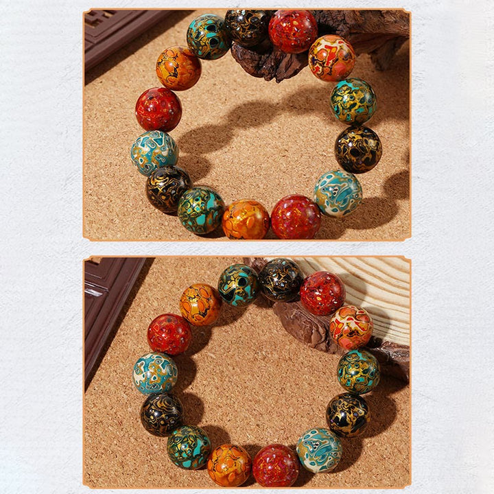 Pulsera Calm con cuentas de laca multicolor natural y piedras de Buddha Stones
