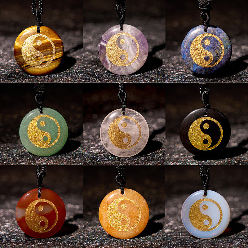 Buddha Stones, varios cristales, amatista, ojo de tigre, Aventurina verde, Yin Yang, collar espiritual, colgante