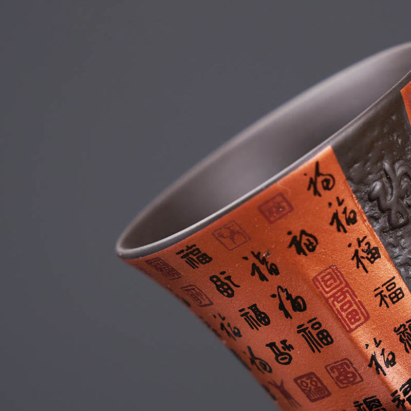 Taza de té de cerámica de arcilla púrpura con personaje Fu pequeño de Buddha Stones, taza de té de Kung Fu de 50ml