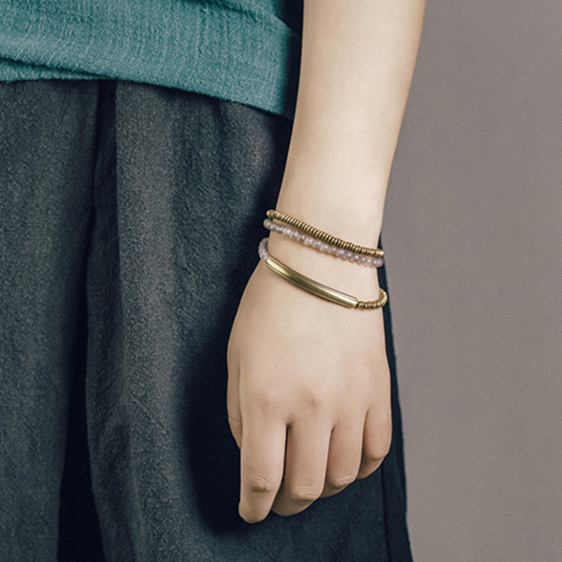 Pulsera tibetana de triple envoltura con protección de cobre y piedra de ágata
