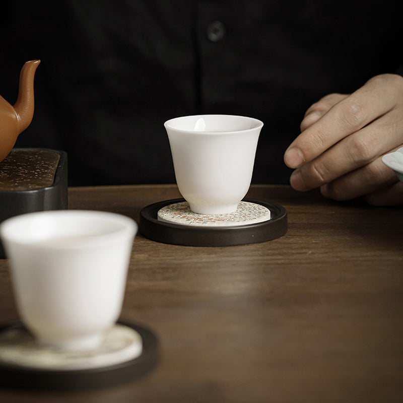 Buddha Stones, flor de ciruelo, corazón de melocotón, Sutra, níspero, Magnolia, caqui, tapete para Taza de cerámica, posavasos, tapete para té Kung Fu