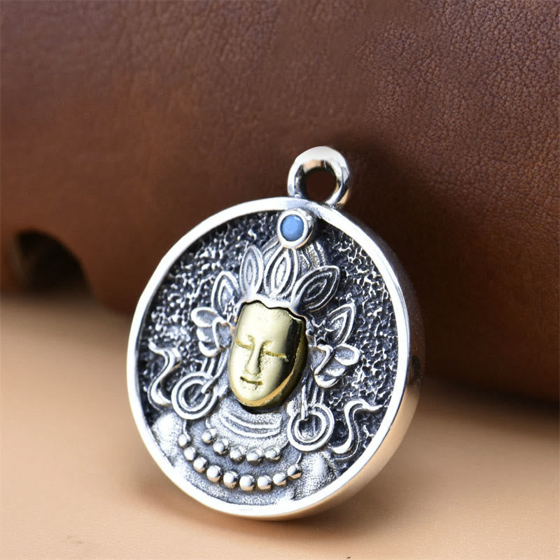 Collar con colgante de plata de ley 925 con Buddha Stones , Tara verde, doble Dorje Vajra - Solo colgante (19 x 23 mm) - image 2