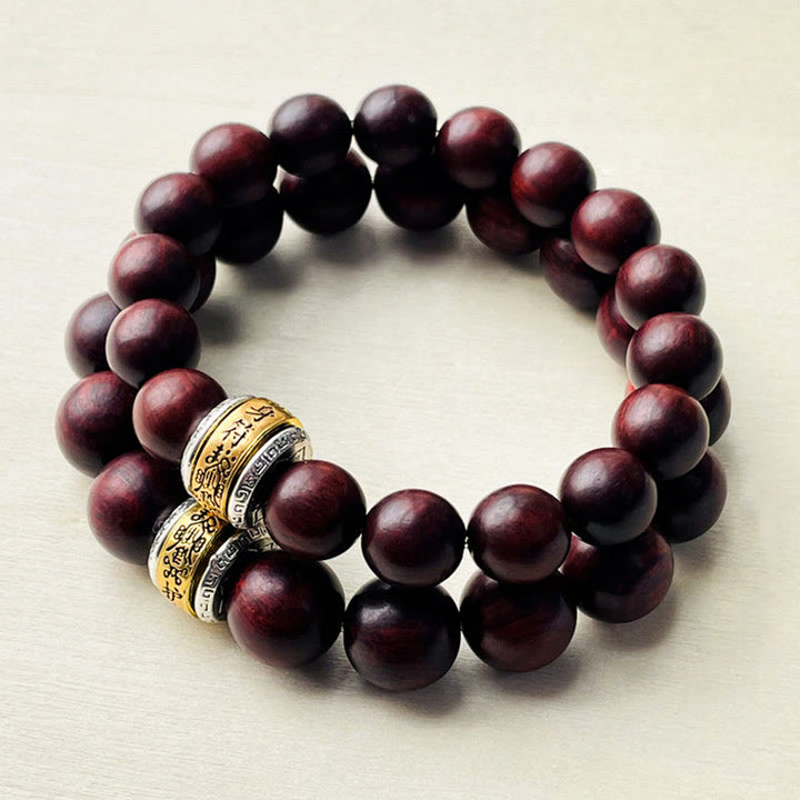 Pulsera de protección con amuleto de sándalo rojo y hoja pequeña de Buddha Stones