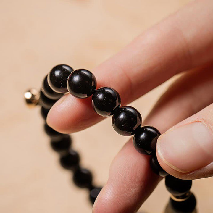 Buddha Stones obsidiana negra Jade Om Mani Padme Hum fuerza pareja pulsera magnética
