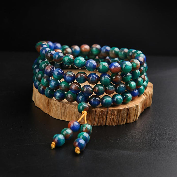 Anillo de pulsera positiva Mala de sauce marino colorido con Buddha Stones