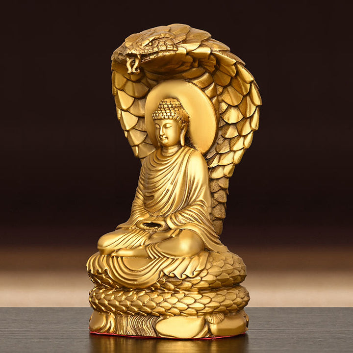 Figura de serpiente de Buddha Stones Shakyamuni, estatua de cobre de serenidad, decoración para el hogar