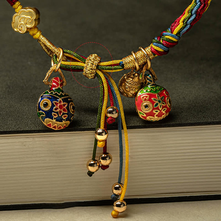 Pulsera de cuerda colorida con nudo de reencarnación de la suerte de la familia de la bestia tragadora de oro con Buddha Stones