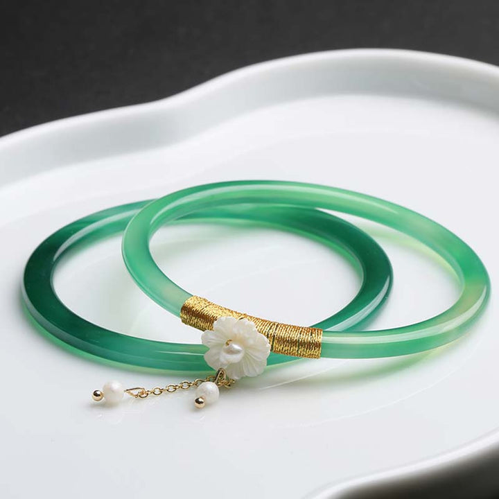 Pulsera de éxito de jade blanco cian natural con Buddha Stones - Jade cian (58 mm, apto para circunferencias de 19 a 21 cm) - image 0